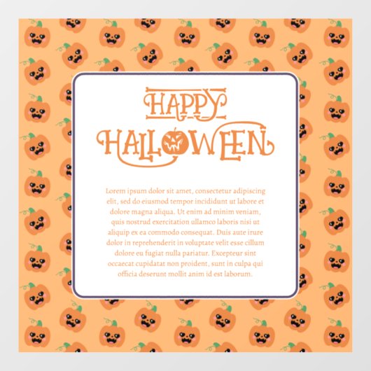 Halloween Kawaii Pumpkins Pattern Fensteraufkleber (Blatt)