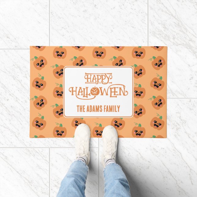 Halloween Kawaii Pumpkins Pattern Fußmatte (Indoor)