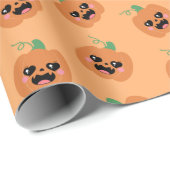 Halloween Kawaii Pumpkins Pattern Geschenkpapier (Rolleneckpunkt)