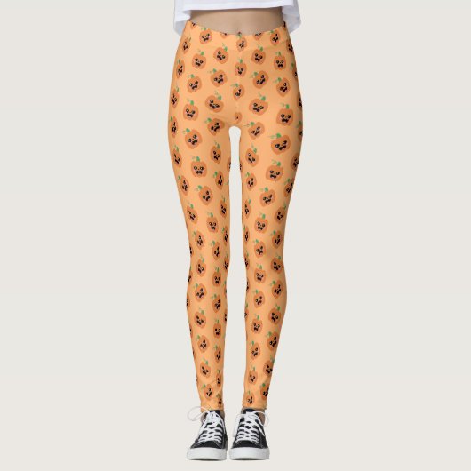 Halloween Kawaii Pumpkins Pattern Leggings (Vorderseite)