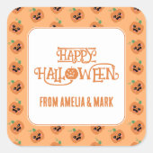 Halloween Kawaii Pumpkins Pattern Quadratischer Aufkleber (Vorderseite)