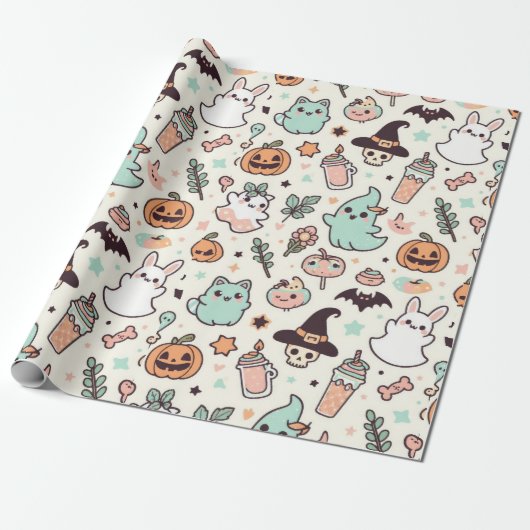 Halloween Kawii Pastel Geschenkpapier (Ungerollt)