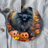 Halloween Keeshond mit Pumpkins Beängstigend Button (Beispiel)