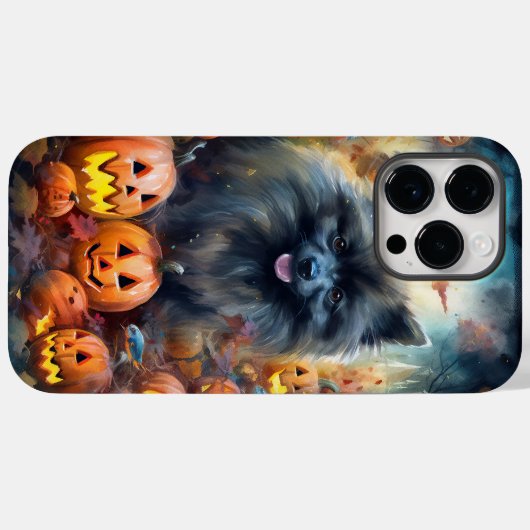 Halloween Keeshond mit Pumpkins Beängstigend Case-Mate iPhone Hülle (Rückseite (Horizontal))