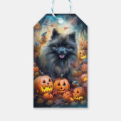 Halloween Keeshond mit Pumpkins Beängstigend Geschenkanhänger (Vorderseite)