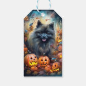 Halloween Keeshond mit Pumpkins Beängstigend Geschenkanhänger (Rückseite)