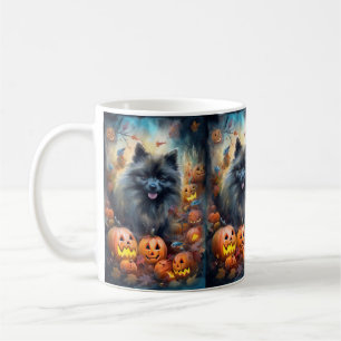 Halloween Keeshond mit Pumpkins Beängstigend Kaffeetasse