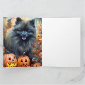 Halloween Keeshond mit Pumpkins Beängstigend Karte (Innenseite)