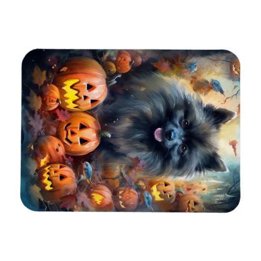 Halloween Keeshond mit Pumpkins Beängstigend Magnet