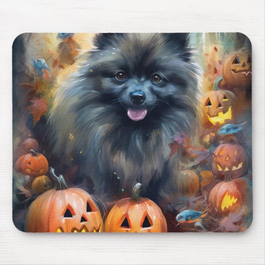 Halloween Keeshond mit Pumpkins Beängstigend Mousepad (Vorne)