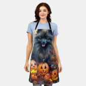 Halloween Keeshond mit Pumpkins Beängstigend Schürze (Getragen)