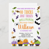Halloween keine Tricks, nur Leckereien zum Geburts Einladung (Vorne/Hinten)