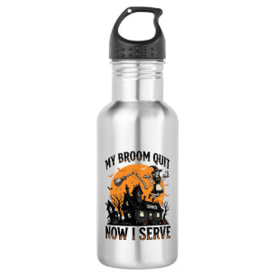 Halloween-Kellnerin-Shirt Besen Zerbrochen Humor_1 Edelstahlflasche