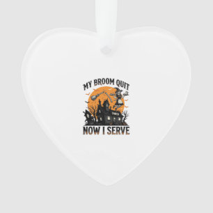 Halloween-Kellnerin-Shirt Besen Zerbrochen Humor_1 Ornament