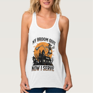 Halloween-Kellnerin-Shirt Besen Zerbrochen Humor_1 Tank Top