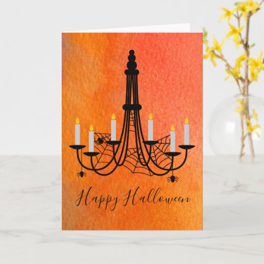 Halloween-Kerzen und Spinnen Karte (Gelbe Blume)