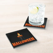 Halloween-Kerzenflamme Glasuntersetzer (Schrägansicht)