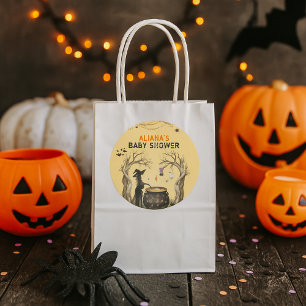 Halloween-Kessel Gruselige schwarze Hexe Baby-Part Runder Aufkleber
