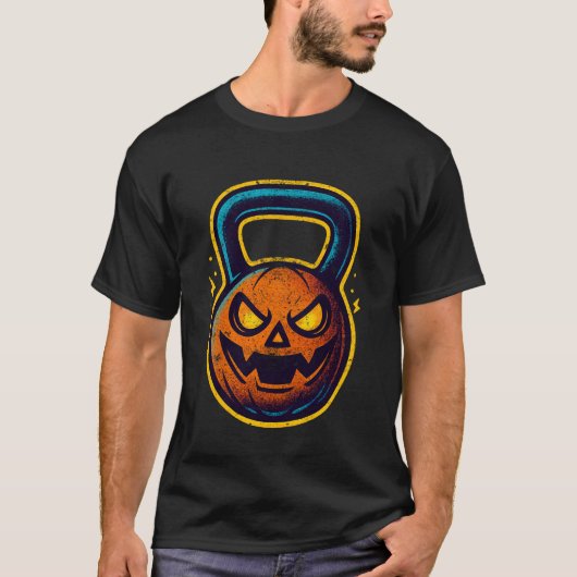 Halloween-Kettlebell Jack-o'-Lantern Old School 90 T-Shirt (Vorderseite)