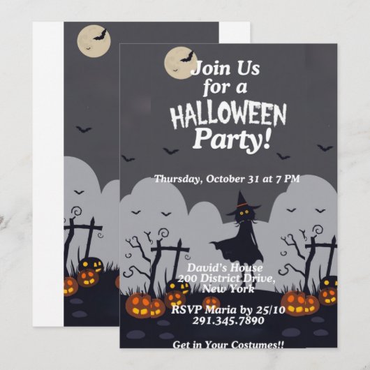 Halloween-Kid-Party Einladung (Vorne/Hinten)