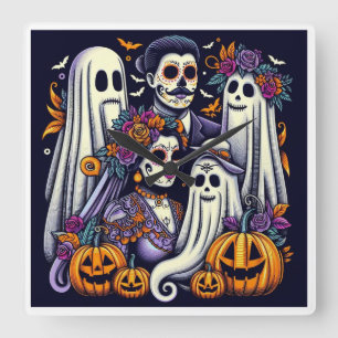 Halloween Kids Adventure - Vintages Design Quadratische Wanduhr