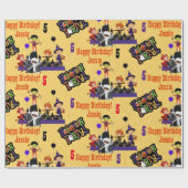 Halloween Kids benennen Kind's Geburtstag personal Geschenkpapier (Flach)