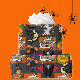 Halloween Kids benennen Kind's Geburtstag personal Geschenkpapier