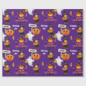 Halloween Kids benennen Kind's Geburtstag personal Geschenkpapier (Flach)