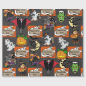 Halloween Kids benennen Kind's Geburtstag personal Geschenkpapier (Flach)