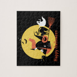 Halloween Kids Black Beängstigend Cartoon Moon Hex Puzzle