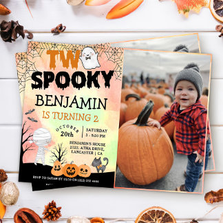 Halloween Kids Costume 2. Geburtstag Party Foto Einladung