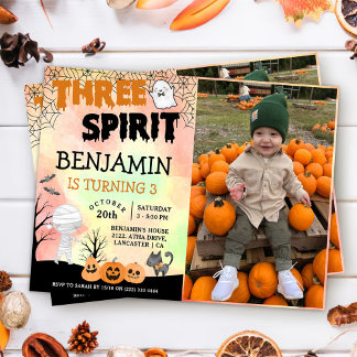 Halloween Kids Costume 3. Geburtstag Party Foto Einladung