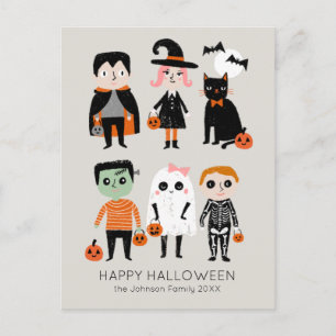 Halloween Kids Illustration Individuelle Name Postkarte