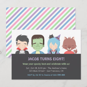 Halloween Kids Monster Geburtstagsparty Einladunge Einladung