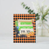 Halloween Kids Name Frankenstein Geburtstag Custom Einladung (Stehend Vorderseite)