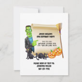 Halloween Kids Name Frankenstein Geburtstag Custom Einladung (Rückseite)