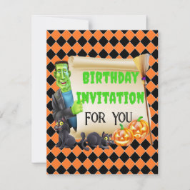 Halloween Kids Name Frankenstein Geburtstag Custom Einladung