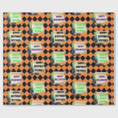 Halloween Kids Name Frankenstein Geburtstag Custom Geschenkpapier (Flach)