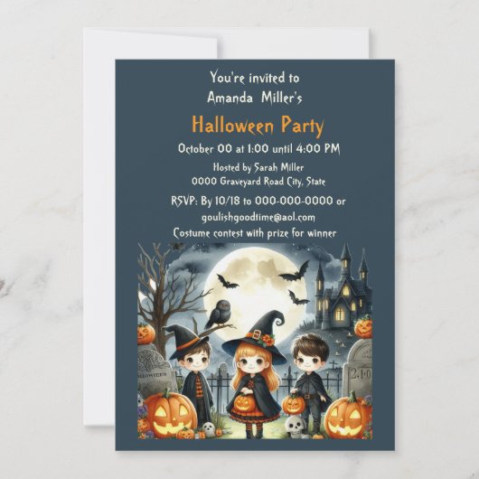 Halloween Kids Party Einladung (Vorderseite)