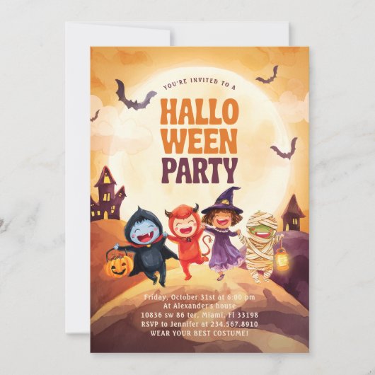 Halloween Kids Party Trick Leckerei Einladung (Vorderseite)