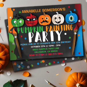 Halloween Kids Pumpkin Painting Party Einladung