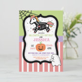 Halloween Kids Unicorn Skeleton Spaß Einladung (Stehend Vorderseite)