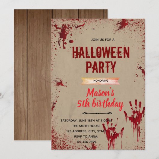 Halloween Killer-Party Einladung (Vorne/Hinten)