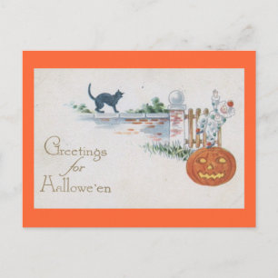 Halloween-Kinderclown Kürbis Vintage Postkarte