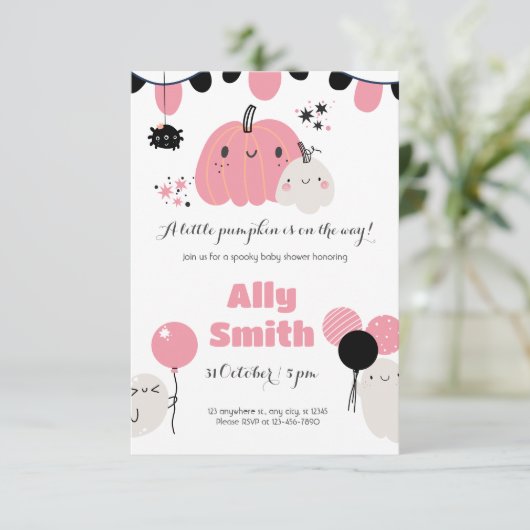 Halloween-Kinderdusche Einladung (Stehend Vorderseite)