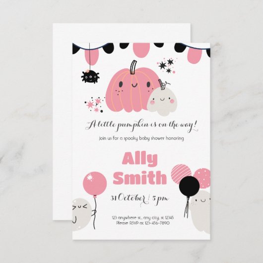 Halloween-Kinderdusche Einladung (Vorne/Hinten)