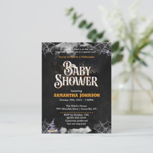 Halloween-Kinderdusche Einladung (Stehend Vorderseite)