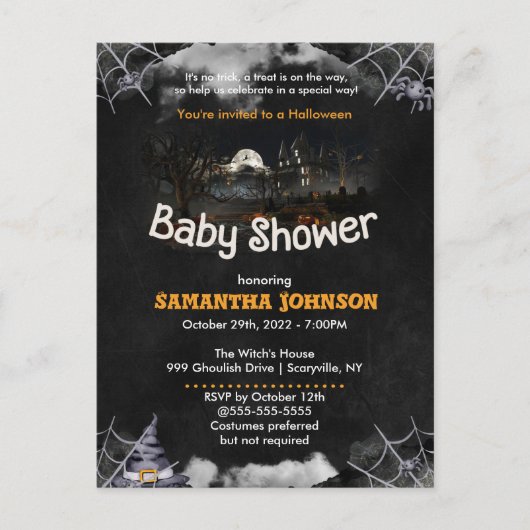 Halloween-Kinderdusche Einladung (Vorderseite)