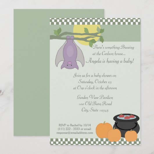 Halloween-Kinderdusche Einladung (Vorne/Hinten)