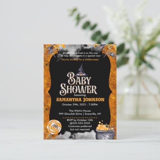 Halloween-Kinderdusche Einladung (Stehend Vorderseite)